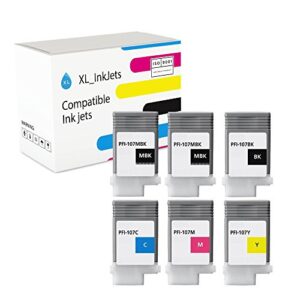 xl-ink compatible for canon pfi-107/pfi107 6-pack (2x matt black, black, cyan, magenta, yellow)