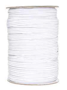 mandala crafts flat elastic band, braided stretch strap cord roll for sewing and crafting; 1/4 inch 6mm 50 yards white