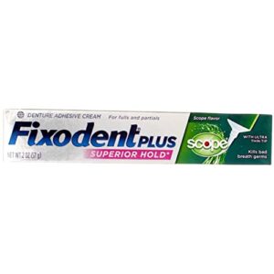 fixodent plus denture adhesive cream scope flavor - 2 oz, pack of 3