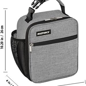 MAZFORCE Original Lunch Box Insulated Lunch Bag - Food Safe Durable Lunchbox for Men - BPA Free Small Reusable Lunch Bags for Adults, Teens, Boys, Women (Gray)