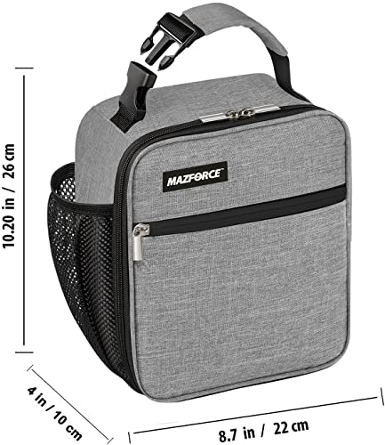 MAZFORCE Original Lunch Box Insulated Lunch Bag - Food Safe Durable Lunchbox for Men - BPA Free Small Reusable Lunch Bags for Adults, Teens, Boys, Women (Gray)