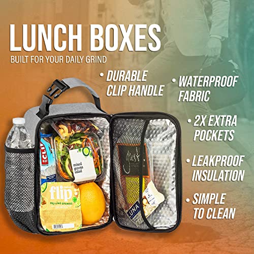 MAZFORCE Original Lunch Box Insulated Lunch Bag - Food Safe Durable Lunchbox for Men - BPA Free Small Reusable Lunch Bags for Adults, Teens, Boys, Women (Gray)