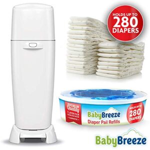 BabyBreeze Diaper Pail Refill Bags Compatible with Playtex Diaper Genie Pails Odor Absorbing Diaper Disposal Trash Bags - 840 Count (3-Pack)