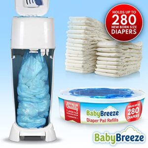 BabyBreeze Diaper Pail Refill Bags Compatible with Playtex Diaper Genie Pails Odor Absorbing Diaper Disposal Trash Bags - 840 Count (3-Pack)