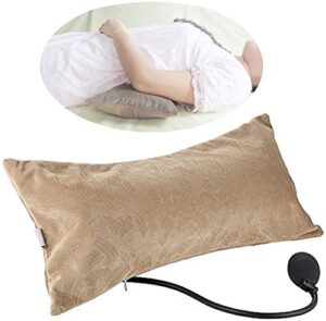 cthoper air inflatable pillow portable lumbar support backrest cushions with pump for home, office, travel and car (khaki)