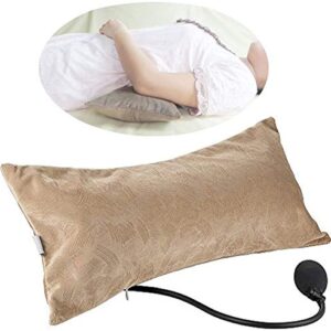 CTHOPER Air Inflatable Pillow Portable Lumbar Support Backrest Cushions with Pump for Home, Office, Travel and Car (Khaki)