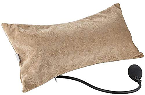 CTHOPER Air Inflatable Pillow Portable Lumbar Support Backrest Cushions with Pump for Home, Office, Travel and Car (Khaki)