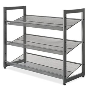 Whitmor Steel Mesh 3-Tier Shoe Rack, Gunmetal Gray