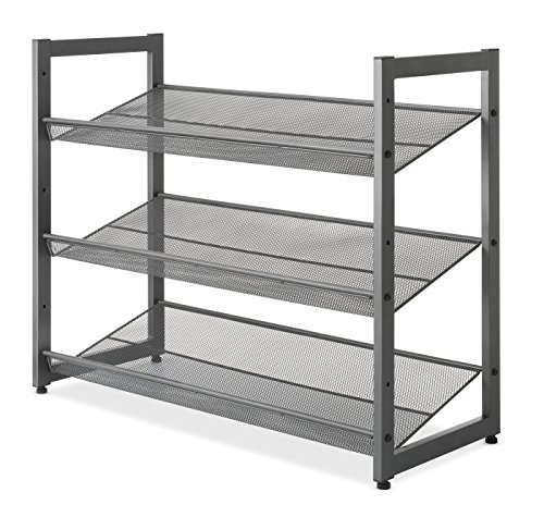 Whitmor Steel Mesh 3-Tier Shoe Rack, Gunmetal Gray