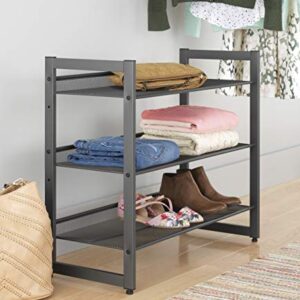 Whitmor Steel Mesh 3-Tier Shoe Rack, Gunmetal Gray