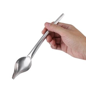 fdit wilton drizzling spoon, stainless steel saucier drizzle spoon with tapered spout precision drawing for decorating plate (l)