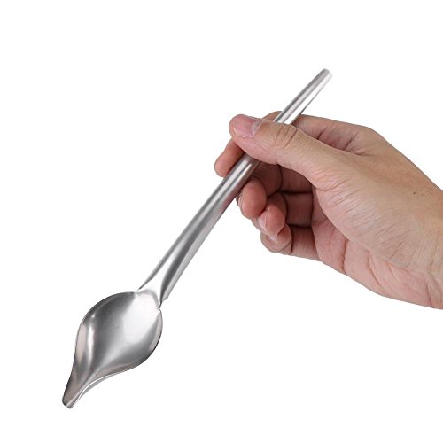 Fdit Wilton Drizzling Spoon, Stainless Steel Saucier Drizzle Spoon with Tapered Spout Precision Drawing for Decorating Plate (L)