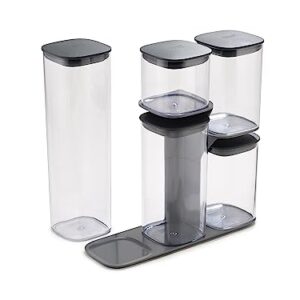 Joseph Joseph Podium Dry Food Storage Container Set with Stand, 5-piece, Gray