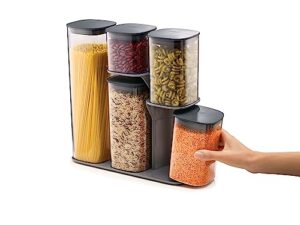 joseph joseph podium dry food storage container set with stand, 5-piece, gray