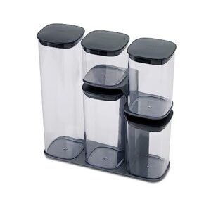 Joseph Joseph Podium Dry Food Storage Container Set with Stand, 5-piece, Gray