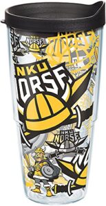 tervis northern kentucky norse all over tumbler with wrap and black lid 24oz, clear