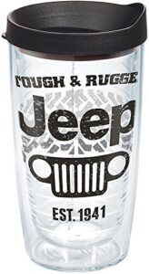 tervis jeep made in usa double walled insulated tumbler travel cup keeps drinks cold & hot, 16oz, tough and rugged, 1 count (pack of 1)