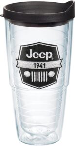 tervis jeep made in usa double walled insulated tumbler travel cup keeps drinks cold & hot, 24oz, logo