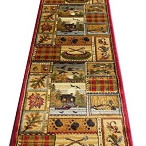 CR Wildlife Nature Cabin Lodge Scene Duck Boat Fish Area Rug (2 Feet 2 Inch X 7 Feet 2 Inch Runner)