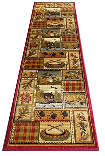 CR Wildlife Nature Cabin Lodge Scene Duck Boat Fish Area Rug (2 Feet 2 Inch X 7 Feet 2 Inch Runner)