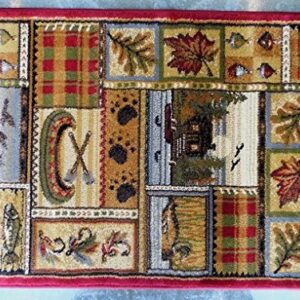 CR Wildlife Nature Cabin Lodge Scene Duck Boat Fish Area Rug (2 Feet 2 Inch X 7 Feet 2 Inch Runner)