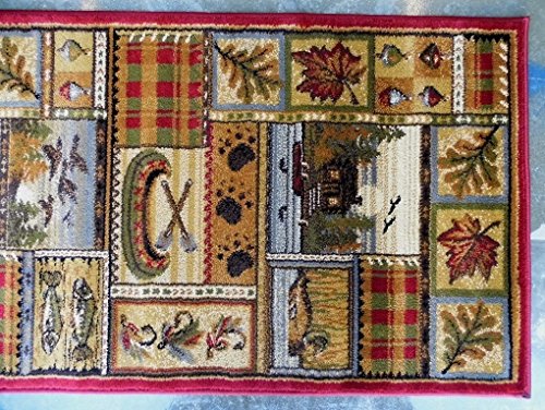 CR Wildlife Nature Cabin Lodge Scene Duck Boat Fish Area Rug (2 Feet 2 Inch X 7 Feet 2 Inch Runner)