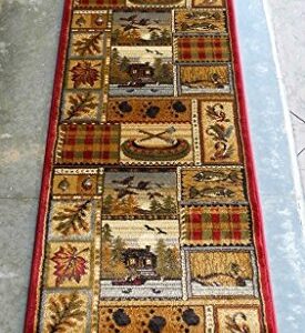 CR Wildlife Nature Cabin Lodge Scene Duck Boat Fish Area Rug (2 Feet 2 Inch X 7 Feet 2 Inch Runner)