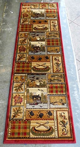 CR Wildlife Nature Cabin Lodge Scene Duck Boat Fish Area Rug (2 Feet 2 Inch X 7 Feet 2 Inch Runner)