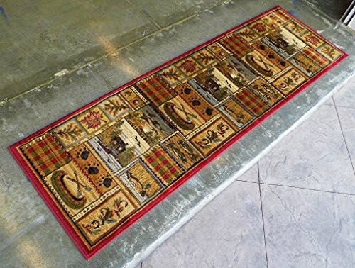 CR Wildlife Nature Cabin Lodge Scene Duck Boat Fish Area Rug (2 Feet 2 Inch X 7 Feet 2 Inch Runner)