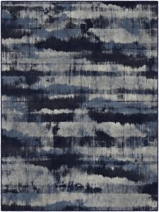 brumlow mills contemporary abstract home indoor area rug with modern colorful print pattern, perfect for kitchen rug, living, dining, doorway or bedroom décor, 2'6" x 3'10", navy