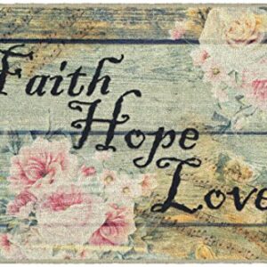 Brumlow Mills Faith, Hope, Love Vintage Floral Spring Kitchen Rug, Living Room or Bedroom Mat, Bathroom, and Entryway Rug, 1'8" x 2'10", Beige