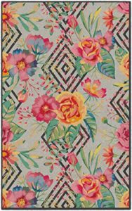 brumlow mills flower power geometric floral area rug for living room, bedroom mat, kitchen or entryway rug, 2'6" x 3'10", multicolor