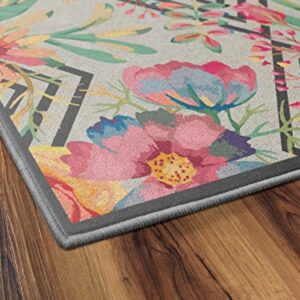 Brumlow Mills Flower Power Geometric Floral Area Rug for Living Room, Bedroom Mat, Kitchen or Entryway Rug, 2'6" x 3'10", Multicolor