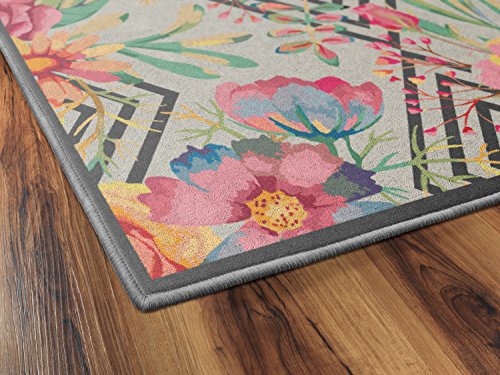 Brumlow Mills Flower Power Geometric Floral Area Rug for Living Room, Bedroom Mat, Kitchen or Entryway Rug, 2'6" x 3'10", Multicolor