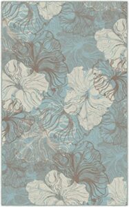brumlow mills grace contemporary modern floral blue area rug for bedroom carpet, living room decor, dining, kitchen or entryway rug, 3'4" x 5'