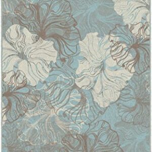 Brumlow Mills Grace Contemporary Modern Floral Blue Area Rug for Bedroom Carpet, Living Room Decor, Dining, Kitchen or Entryway Rug, 3'4" x 5'