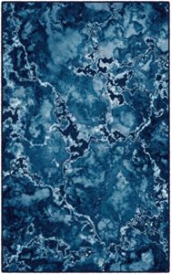 brumlow mills blue mercury abstract home indoor area rug with contemporary colorful print pattern for living room decor, dining carpet, bedroom mat, kitchen or entryway rug, 3'4" x 5'