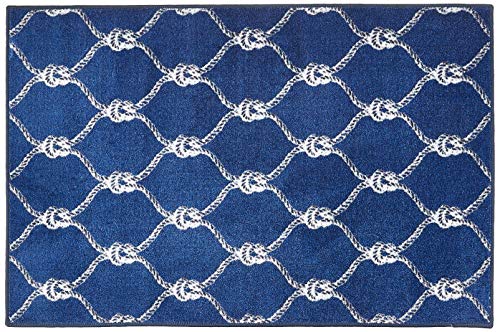 Brumlow Mills Nautical Rope Ocean Trellis Knot Area Rug for Beachy Home Décor, Living Room Carpet, Kitchen Mat or Entryway Rug, 2'6" x 3'10", Blue