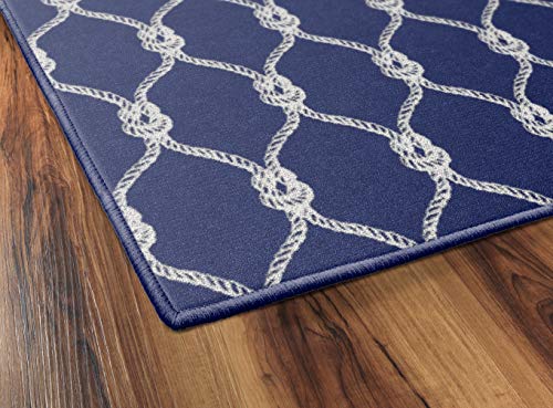 Brumlow Mills Nautical Rope Ocean Trellis Knot Area Rug for Beachy Home Décor, Living Room Carpet, Kitchen Mat or Entryway Rug, 2'6" x 3'10", Blue