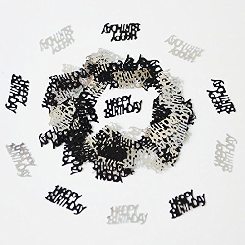 NiuZaiz Letter Happy Birthday 50g 1000 Pieces Confetti Party Favors (Black Silver Mixed)