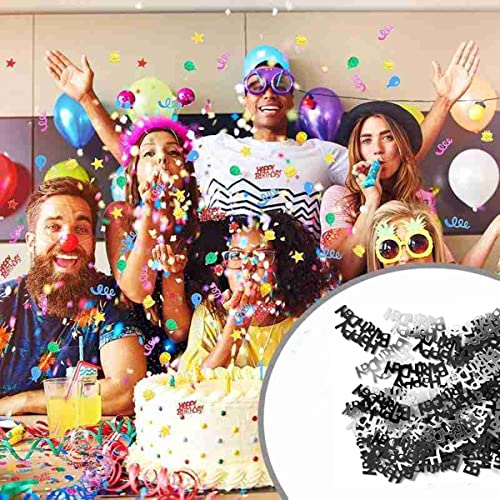 NiuZaiz Letter Happy Birthday 50g 1000 Pieces Confetti Party Favors (Black Silver Mixed)