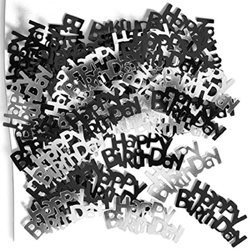 NiuZaiz Letter Happy Birthday 50g 1000 Pieces Confetti Party Favors (Black Silver Mixed)