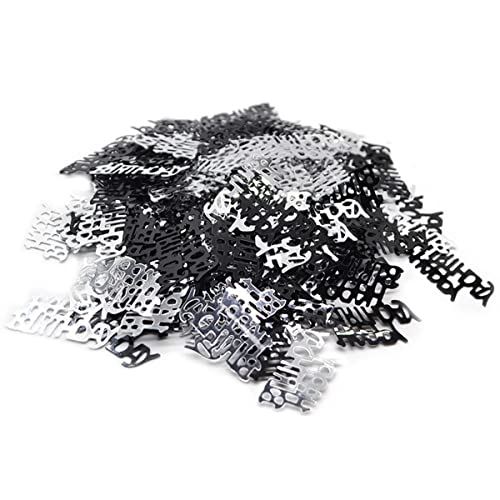 NiuZaiz Letter Happy Birthday 50g 1000 Pieces Confetti Party Favors (Black Silver Mixed)