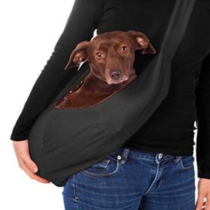 iPrimio Reversible Hands Free Pet Carrier Sling Bag: Soft Cat Sling, Dog Carrier Sling, Cat Papoose Carrier Front, Puppy Sling, Cat Carrier & Pet Sling Carrier for Cats - Black (Fits Small Pets)