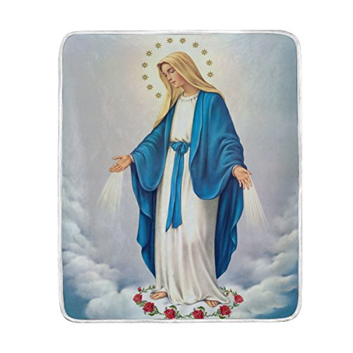 Donnapink Virgin Mary Our Lady of Guadalupe Mother of God 50"x60" Print Super Soft Blanket Warm Polyester Microfiber Bed Blanket Lightweight Sofa Couch Plush Throw Blanket