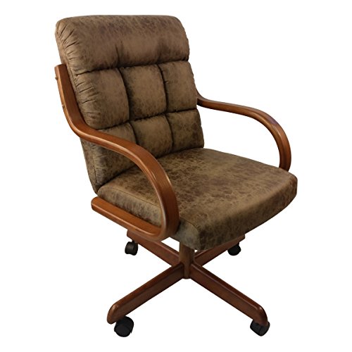 Caster Chair Company Bernard Swivel Tilt Caster Dining Arm Chair in Rawhide Microsuede (1 Chair)