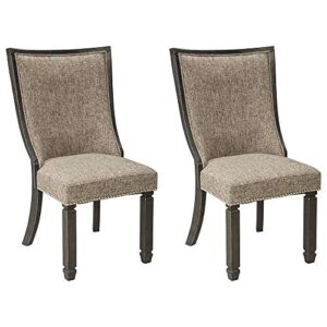 signature design by ashley tyler creek urban farmhouse upholstered dining chair, 2 count, almost black