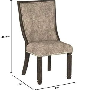 Signature Design by Ashley Tyler Creek Urban Farmhouse Upholstered Dining Chair, 2 Count, Almost Black