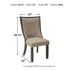 Signature Design by Ashley Tyler Creek Urban Farmhouse Upholstered Dining Chair, 2 Count, Almost Black