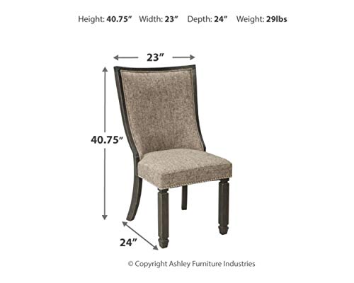 Signature Design by Ashley Tyler Creek Urban Farmhouse Upholstered Dining Chair, 2 Count, Almost Black